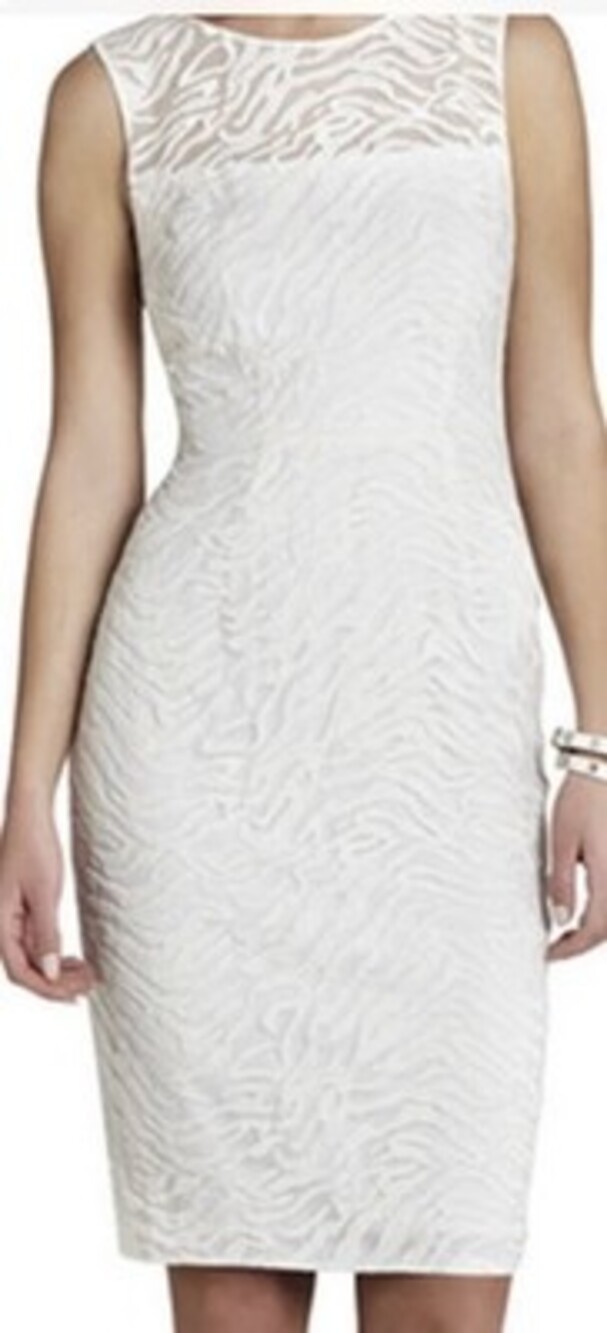 $298 BCBG OFF WHITE "ALICE" SLEEVELESS LACE EMBROIDERED DRESS NWT 6 A166